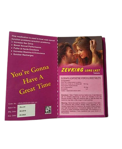 Zevking Long Last sildenafil and dapoxetine tablets pack