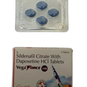Vega Force 100 Sildenafil and Dapoxetine tablets, 4-tablet blue blister pack, available at Intimacare Pakistan